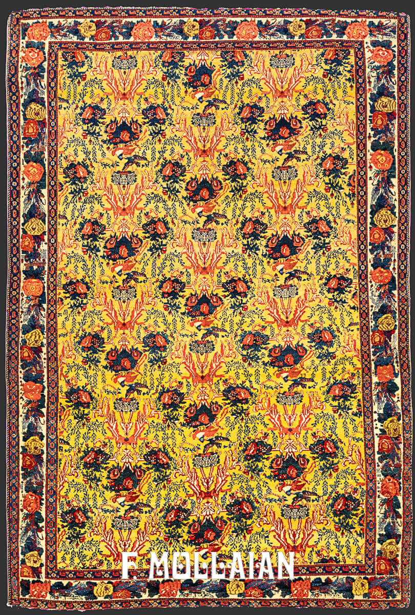 Senneh Rug Warp Silk All-Over Gol Farang n°:95075238